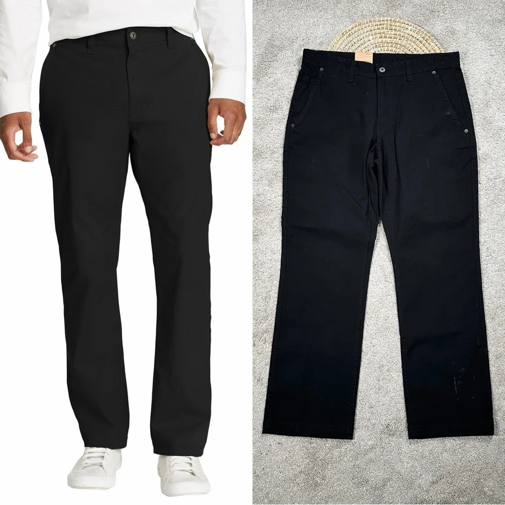 NWOT Eddie Bauer Men’s Canvas Utility Stretch Pants Rugged Workwear Black 34X30